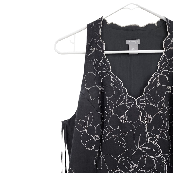 Ann Taylor Women's Plus 100% Linen Floral Embroidered Midi Dress - 14 - Picture 2 of 6